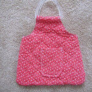 Vintage Red with White Flowers Quilted Fabric Handmade Purse Pocketbook Tote